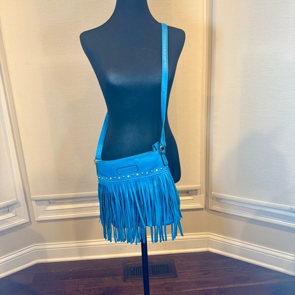 Boho Turquoise Fringe Crossbody Bag Studded Festival Western Coastal Cowgirl - Picture 2 of 9